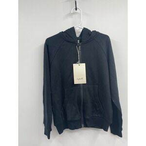Kyte Baby Hoodie Kids 7 Black Fleece Lined Raglan Sleeve Pockets Full Zip NWT